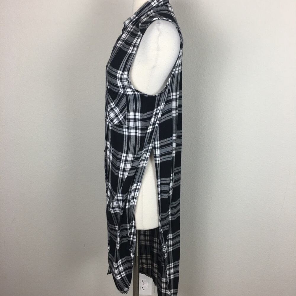 Rails Black White Plaid Soft Flannel Split Sides … - image 3
